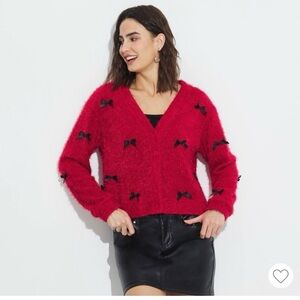 Wild Fable Red Cardigan with Black Bow Accents